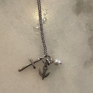 James Avery Silver Cross and Dove Pendant Necklace